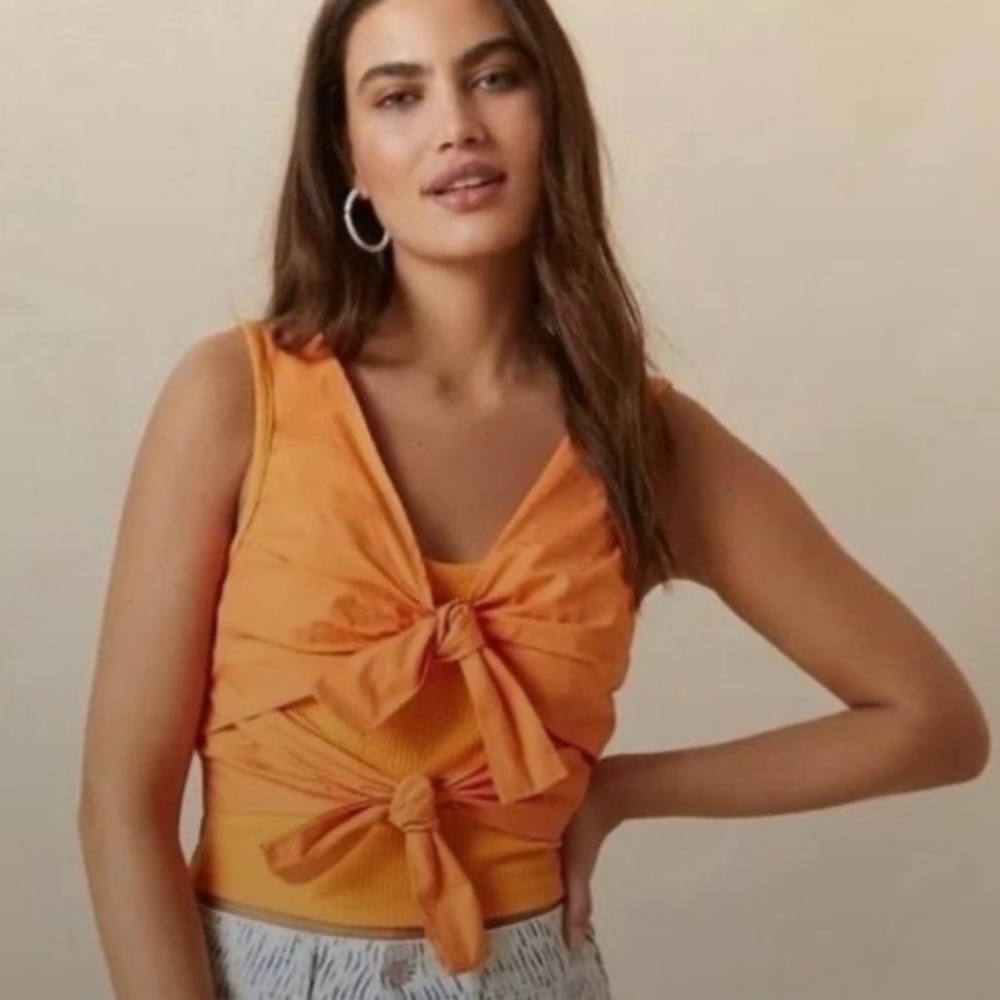 Anthropologie Sunday in Brooklyn Bow Tank Mango S Small Sleeveless Tank